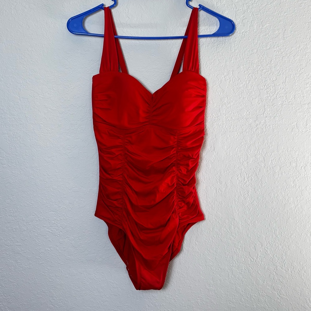 Skye Red Classic One Piece Swimsuit. Size XS